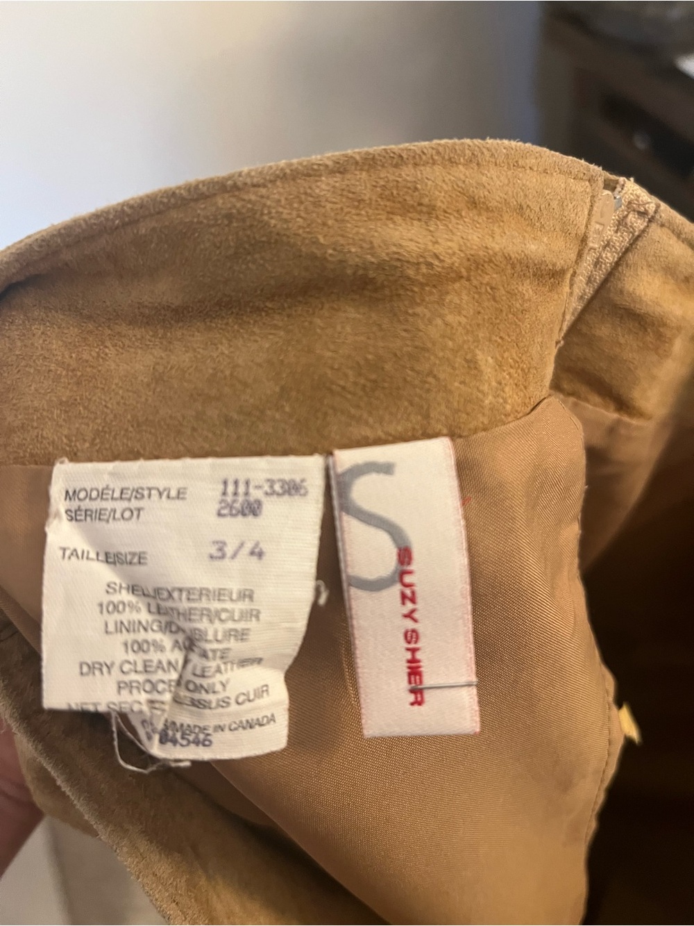 Vintage Y2K Genuine Suede Leather Mini Skirt Camel Tan Size 3/4 Made in Canada - Picture 5 of 5